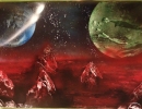 ITEM#: M024 - Space Ocean Spikes - Spray Paint Art for Sale