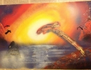 ITEM#: M026 - Tropical Shark 2 - Spray Paint Art for Sale